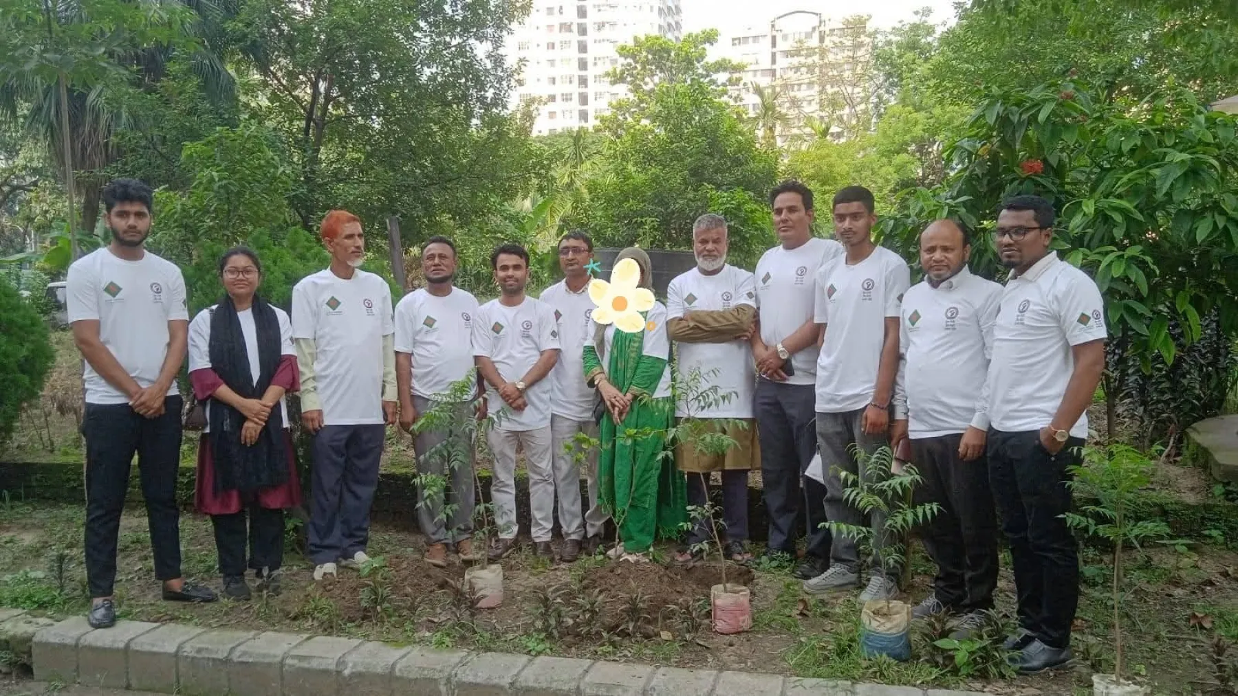 Volunteers complete a plantation drive with locally suited saplings